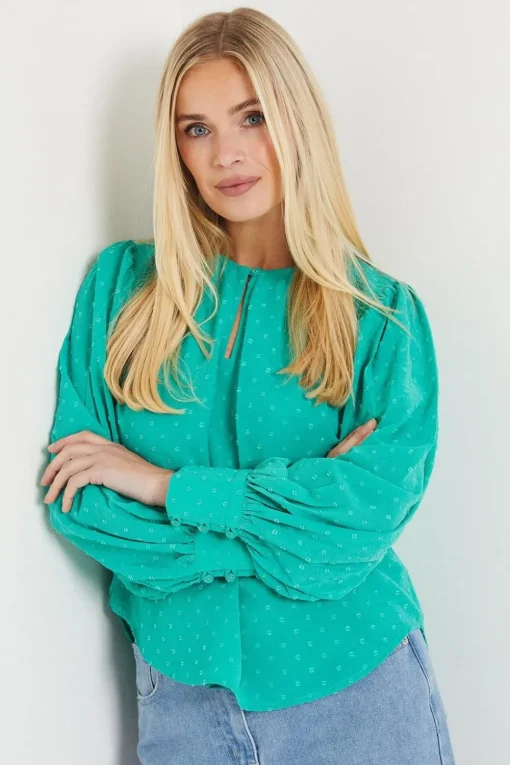 Petite Dobby Chiffon Boho Blouse