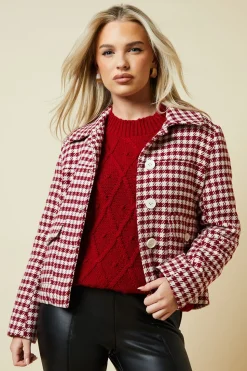 Petite Dogtooth Wool Short Coat