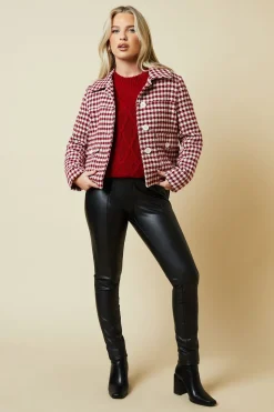 Petite Dogtooth Wool Short Coat
