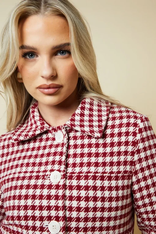 Petite Dogtooth Wool Short Coat
