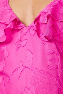 Petite Double Frill Satin Burnout Midaxi Dress