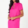 Petite Embellished Neck Shift Dress