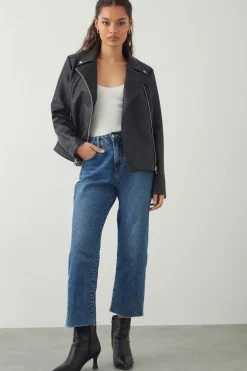 Petite Faux Leather Biker Jacket
