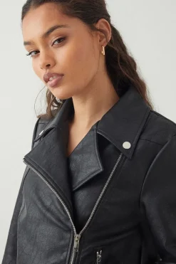 Petite Faux Leather Biker Jacket