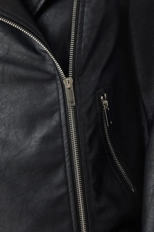 Petite Faux Leather Biker Jacket