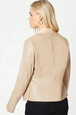 Petite Faux Leather Waterfall Jacket