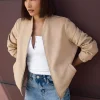 Petite Faux Suede Bomber Jacket