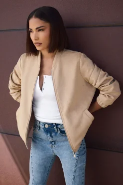 Petite Faux Suede Bomber Jacket