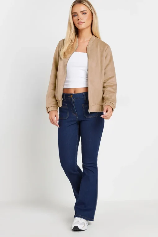 Petite Faux Suede Bomber Jacket