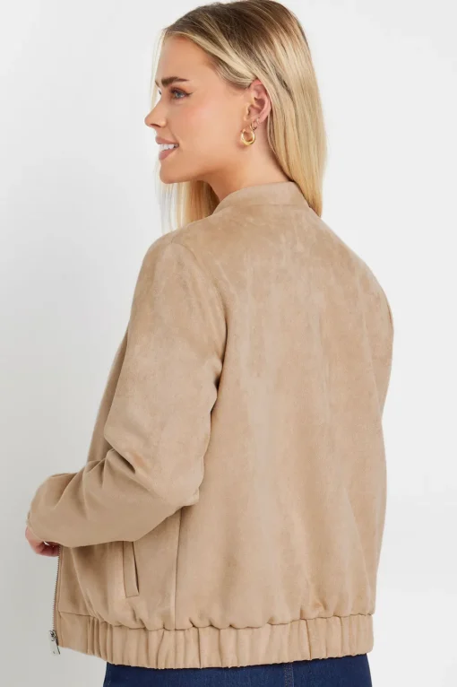 Petite Faux Suede Bomber Jacket