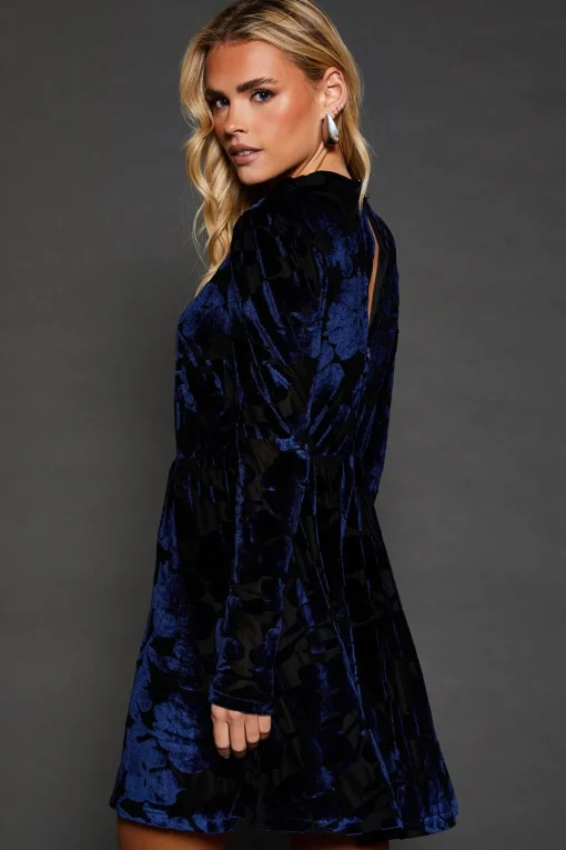 Petite Floral Devore Keyhole Mini Dress