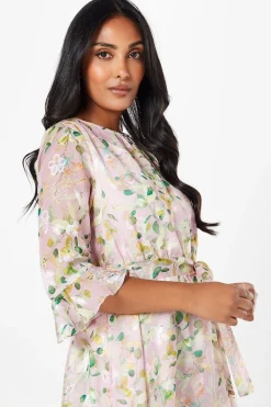 Petite Floral Jacquard Ruffle Midaxi Dress