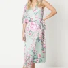 Petite Floral Print Satin Wrap Midi Dress