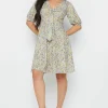 Petite Floral Print Tie Front Mini Dress