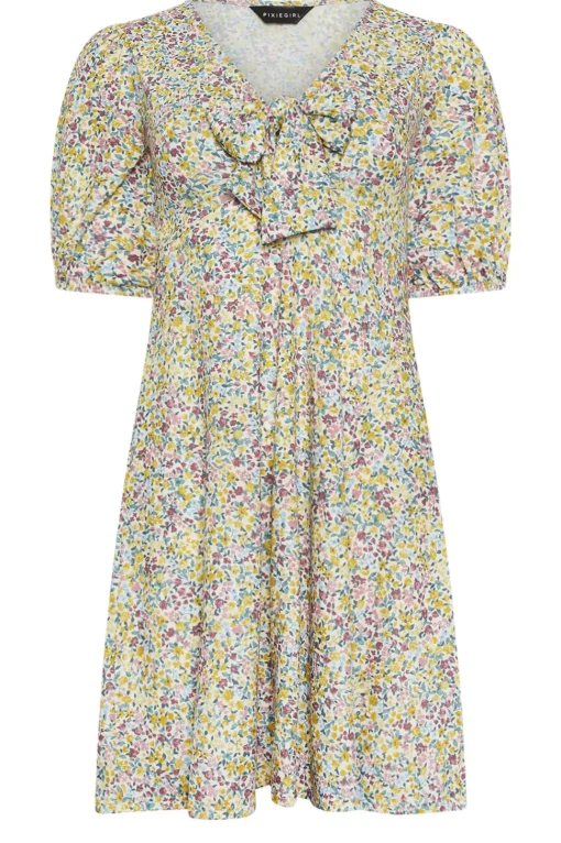 Petite Floral Print Tie Front Mini Dress
