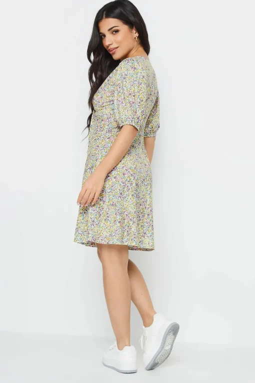 Petite Floral Print Tie Front Mini Dress