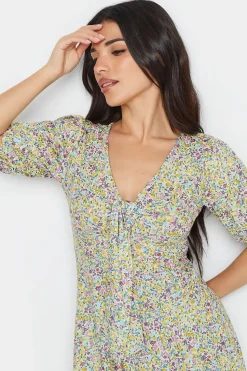 Petite Floral Print Tie Front Mini Dress