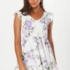 Petite Floral Shirred Bodice Mini Dress