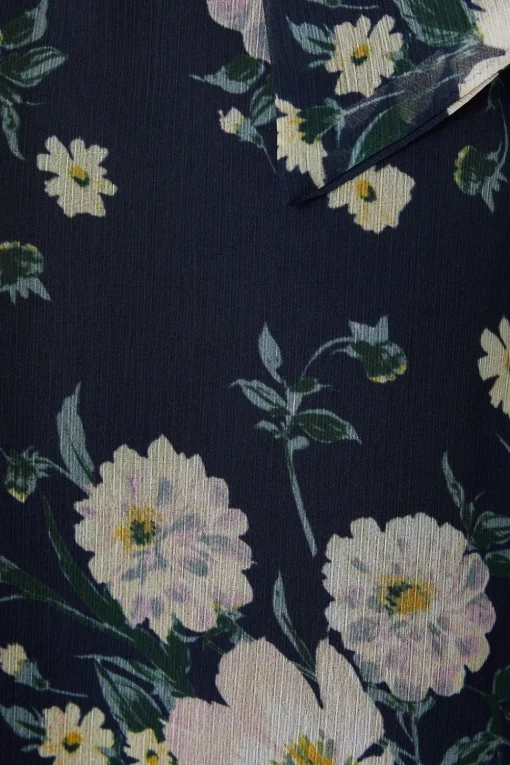 Petite Floral Tie Neck Blouse