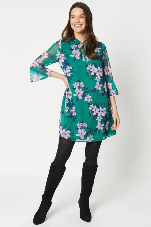 Petite Floral Tie Shift Dress