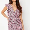 Petite Frill Sleeve Tie Waist Mini Dress
