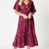 Petite Frill Wrap Tier Hem Midi Dress