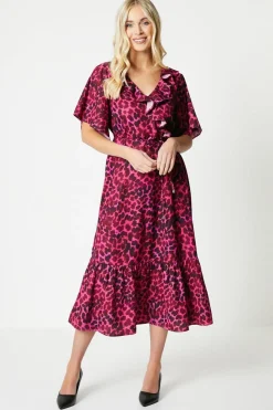 Petite Frill Wrap Tier Hem Midi Dress