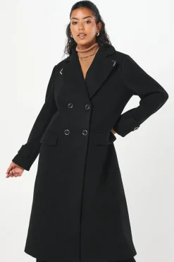 Petite Gold Trim Maxi Coat