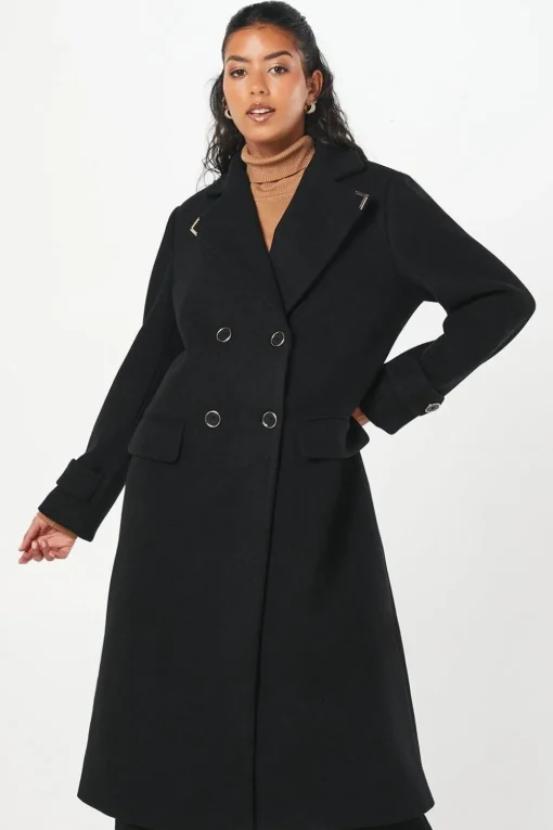 Petite Gold Trim Maxi Coat