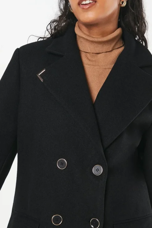 Petite Gold Trim Maxi Coat