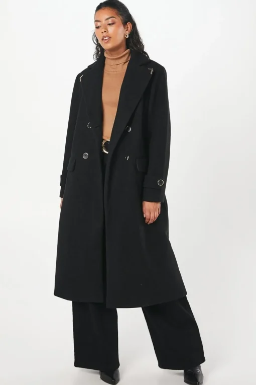 Petite Gold Trim Maxi Coat