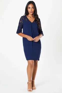 Petite Lace Ruffle Sleeve Shift Dress