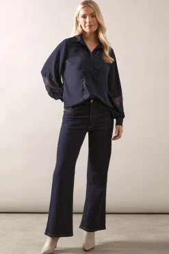 Petite Lace Trim Georgette Blouse