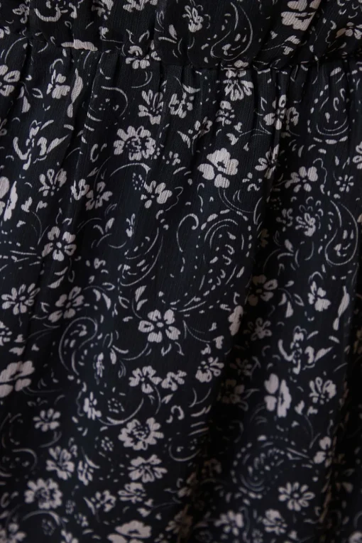 Petite Large Floral Chiffon Ruffle Midaxi Dress