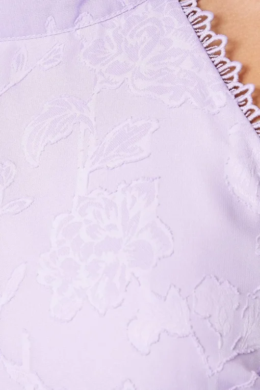 Petite Lilac Satin Jacquard Halterneck Midi Dress