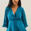 Petite Occasion Jacquard Ruffle Wrap Blouse