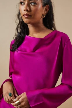 Petite Occasion Satin Cowl Mini Dress