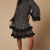 Petite Occasion Sequin Ruffle Swing Dress