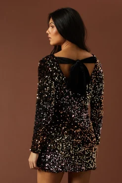 Petite Ombre Sequin Bow Mini Dress