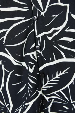 Petite Palm Print Button Through Blouse
