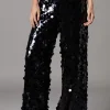 Petite Party Disc Sequin Satin Trim Trouser