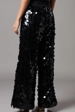 Petite Party Disc Sequin Satin Trim Trouser