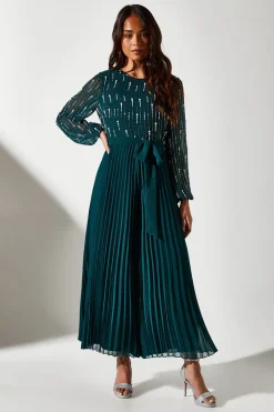 Petite Party Long Sleeve Pearl Jumpsuit