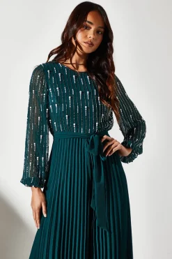 Petite Party Long Sleeve Pearl Jumpsuit