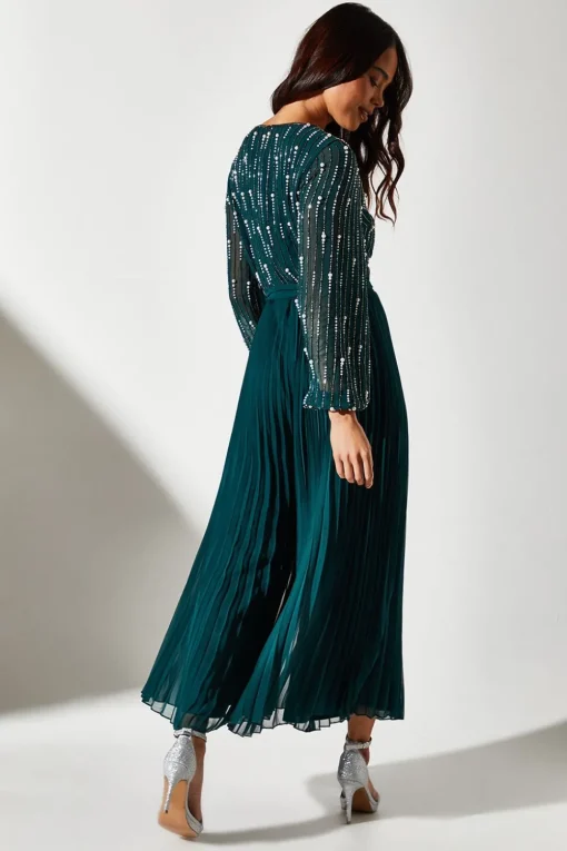 Petite Party Long Sleeve Pearl Jumpsuit