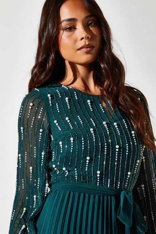 Petite Party Long Sleeve Pearl Jumpsuit