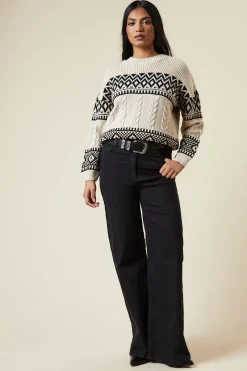Petite Patchwork Fairisle Crew Neck Jumper