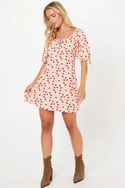 Petite Pink Floral Tie Front Mini Dress