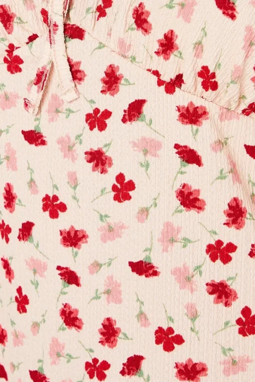 Petite Pink Floral Tie Front Mini Dress
