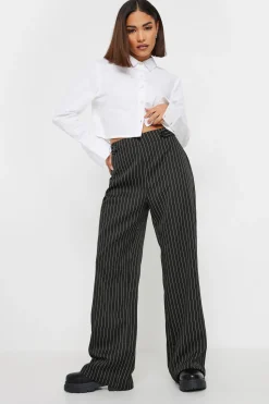 Petite Pinstripe Wide Leg Trousers